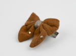 Barrette Mini Noeud Papillon gaze pois or caramel
