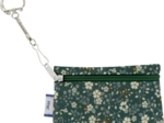 Pochette porte-clés fleuri kaki