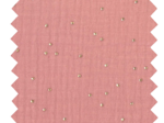 Tissu coton au mètre ex2268 gaze pois or rose foncé