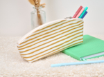 Trousse scolaire rayé or blanc
