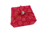 Furoshiki petit 35 x 35 cm ex2448 flocon de noel or rouge