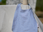 Serviette enfant élastique gaze pois or bleu baltique