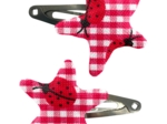 Barrettes clic-clac étoile vichy coccinelle