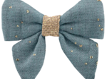 Barrette Mini Noeud Papillon gaze pois or bleu gris
