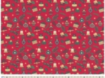 Coupon tissu coton 1 m - Ex2349 noël cadeaux de noël or rouge