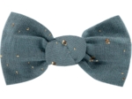 Barrette petit noeud gaze pois or bleu gris