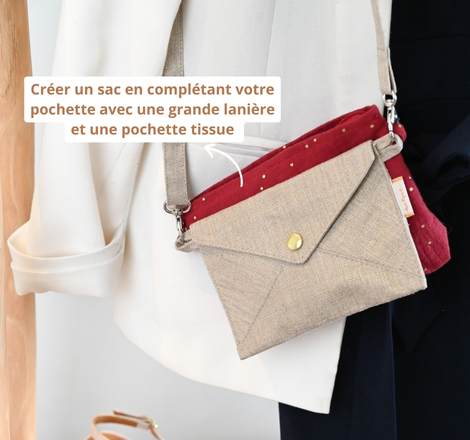 Petite pochette enveloppe lin dore
